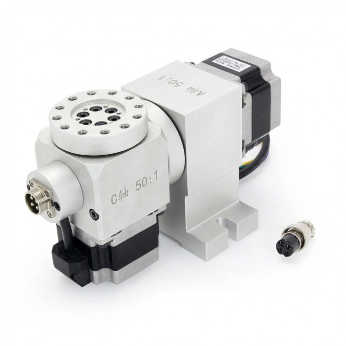 5th A C Rotary Axis Harmonic Drive Reducer 50:1 CNC Dividing Head with Nema 23 Stepper Motor 5th A C Rotary Axis Harmonic Drive Reducer 50:1 CNC Dividing Head with Nema 23 Stepper Motor