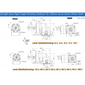 PVE120 Right Angle Planetary Gearbox Speed Reducer Fit 110mm/130mm Servo Motor 19/22/24mm Input