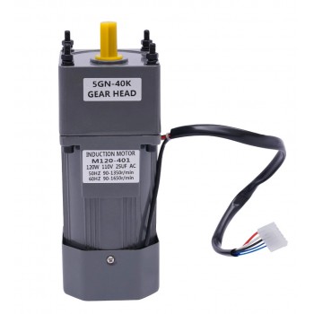 120W AC Induction Gear Motor 40:1 21Nm Single-phase with with Variable Speed Control