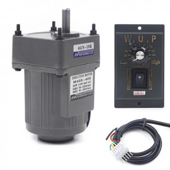 WUP 25W AC Gear Induction Motor 10:1 135RPM Reversible Motor with Variable Speed Controller