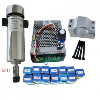 800W 0.79Nm 52mm CNC Spindle Motor Air Cooled Kit with Power Supply & 13Pcs ER11 / 10Pcs ER16 Collets