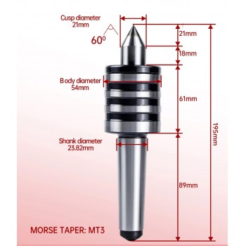 MT2 / MT3 /MT4 / MT5 for Medium Duty Live Center Morse Taper Lathe Tailstock Center
