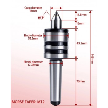 MT2 / MT3 /MT4 / MT5 for Medium Duty Live Center Morse Taper Lathe Tailstock Center