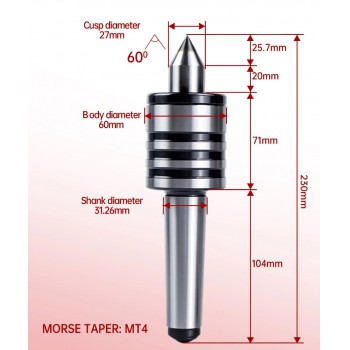MT2 / MT3 /MT4 / MT5 for Medium Duty Live Center Morse Taper Lathe Tailstock Center