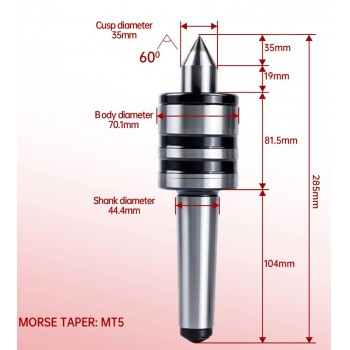 MT2 / MT3 /MT4 / MT5 for Medium Duty Live Center Morse Taper Lathe Tailstock Center