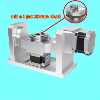 Rotary 5th Axis A+C Axis Harmonic Drive Speed Reducer 10:1 100mm Chuck with Nema 34 Stepper Motor