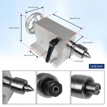 65mm MT2 Movable Lathe Center Tailstock with 4Pcs Heads For CNC Router Engraving Milling Machine