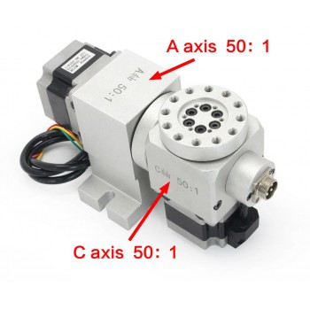 5th A C Rotary Axis Harmonic Drive Reducer 50:1 CNC Dividing Head with Nema 23 Stepper Motor