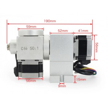 5th A C Rotary Axis Harmonic Drive Reducer 50:1 CNC Dividing Head with Nema 23 Stepper Motor