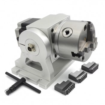 4th Axis 10:1 CNC Rotary Indexing Head with 100mm Chuck and 3 Jaw Chuck with Nema34 Stepper Motor