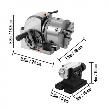 BS-0 Semi 5 Inch Indexing Spiral Dividing Head 3-Jaw Chuck Tailstock Dividing Head For CNC Milling