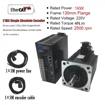 1-3.8KW EtherCAT CNC AC Servo Motor & Driver Kit 2500RPM with 21 Bit Magnetic Encoder