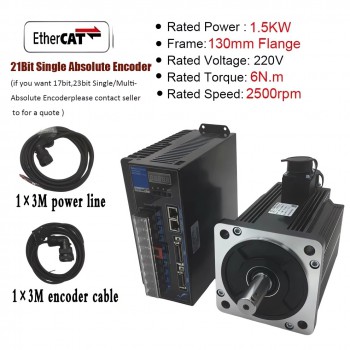 1-3.8KW EtherCAT CNC AC Servo Motor & Driver Kit 2500RPM with 21 Bit Magnetic Encoder