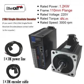 1-3.8KW EtherCAT CNC AC Servo Motor & Driver Kit 2500RPM with 21 Bit Magnetic Encoder