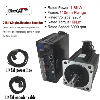 1-3.8KW EtherCAT CNC AC Servo Motor & Driver Kit 2500RPM with 21 Bit Magnetic Encoder