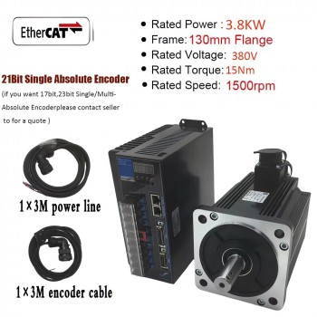 1-3.8KW EtherCAT CNC AC Servo Motor & Driver Kit 2500RPM with 21 Bit Magnetic Encoder