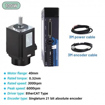 100W-1000W AC Servo Motor EtherCAT Drive CNC Kit 0.318-3.18 N.m with 21 Bit Magnetic Encoder
