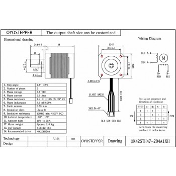 Oukeda NEMA 17 Stepper Motor for Voron 2.4 Printer 59Ncm 1.8° 42×48mm 2-Phase 2.0A 4-Wires