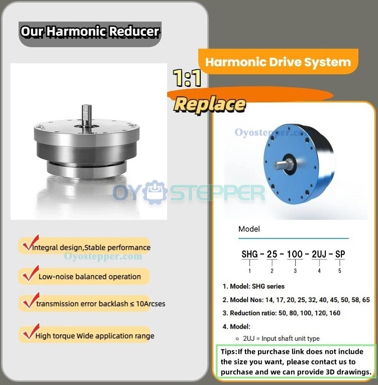 ZXJ Series Harmonic Drive Gearbox Speed Reducer Ratio 30:1-100:1 Input Shaft Type 30 Arcsec