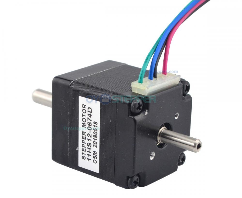 Dual Shaft Nema 11 Stepper Motor Bipolar 1.8 Degree 7Ncm (9.91oz.in) 0.67A 3.75V 28x28x31.5mm 4 Wires