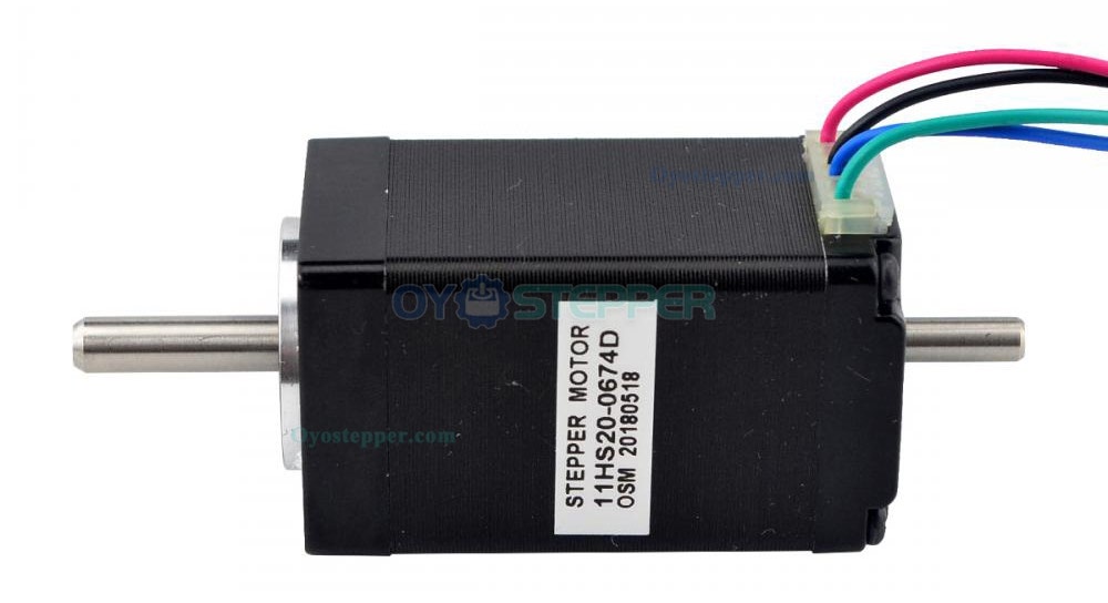 Dual Shaft Nema 11 Stepper Motor Bipolar 1.8 Degree 12Ncm (17.04oz.in) 0.67A 6.2V 28x28x51mm 4 Wires