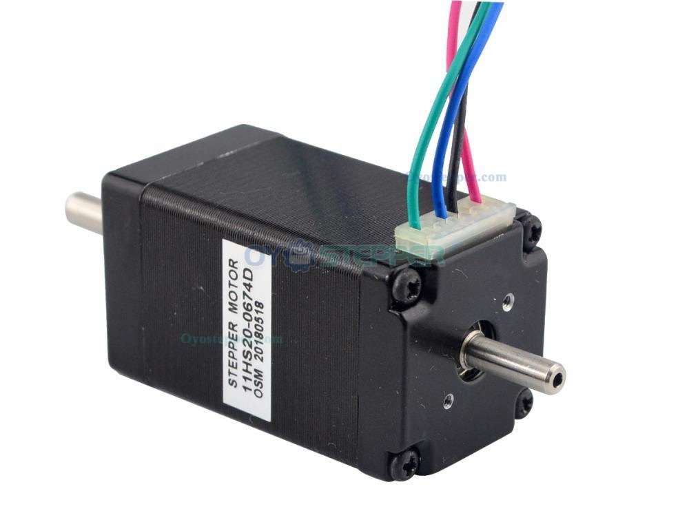 Dual Shaft Nema 11 Stepper Motor Bipolar 1.8 Degree 12Ncm (17.04oz.in) 0.67A 6.2V 28x28x51mm 4 Wires