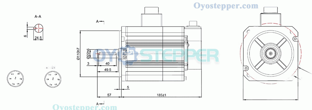 1500W AC Servo Motor & Driver Kit with Brake and 17 bit Absolute Magnetic Encoder 4.78N.m 5.6A 130x130mm
