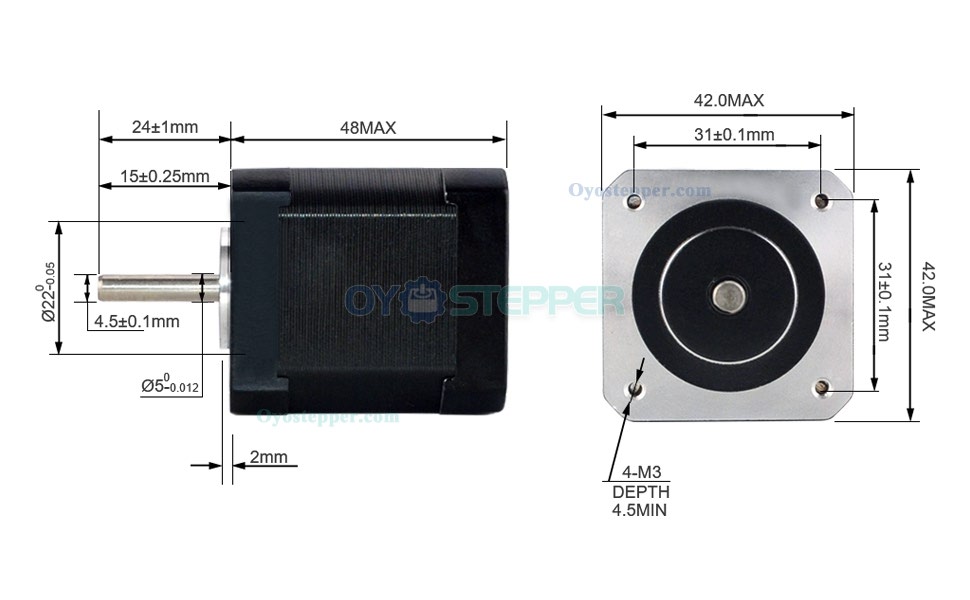 Nema 17 Stepper Motor Bipolar 2A 59Ncm(84oz.in) 48mm Body 4-lead