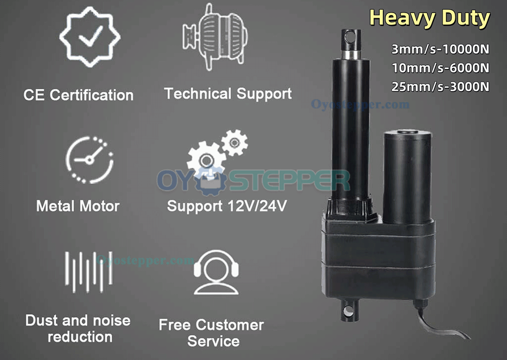 Heavy Duty Electric Linear Actuator DC 220 lb - 2204 lb 12/24V IP65 50-500mm Stoke Heavy Duty Electric Linear Actuator DC 220 lb - 2204 lb 12/24V IP65 50-500mm Stoke
