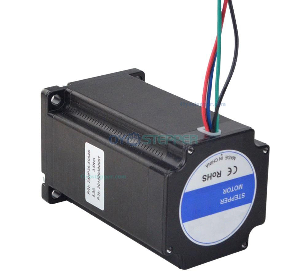 Nema 24 Stepper Motor Bipolar 2 Phase 1.8 Degree 3.5 Nm(495.74oz.in) 5.0A 60x60x97.8mm 4 Wires Keyway Shaft