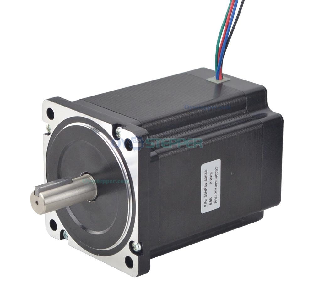 Nema 34 Stepper Motor High Torque Bipolar 1.8 Degree 8.2 Nm(1161.45oz.in) 6.0A 2 Phase 4 Wires  Keyway Shaft 