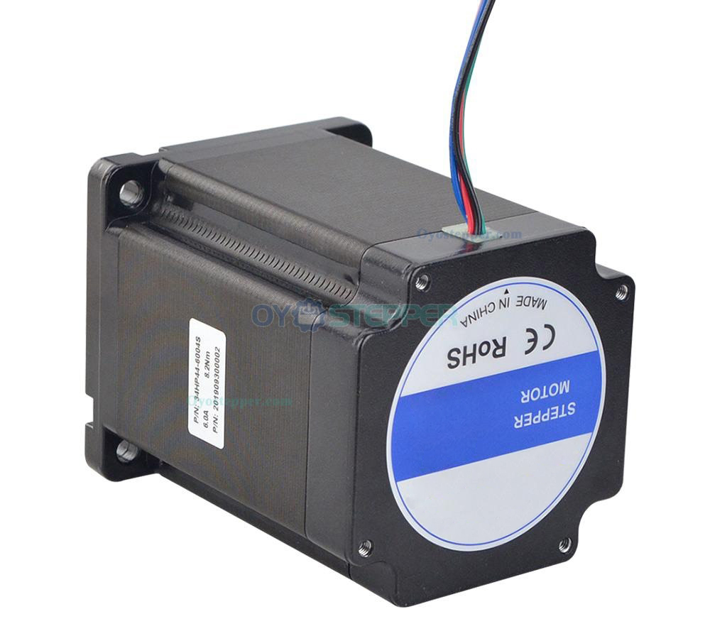 Nema 34 Stepper Motor High Torque Bipolar 1.8 Degree 8.2 Nm(1161.45oz.in) 6.0A 2 Phase 4 Wires  Keyway Shaft 