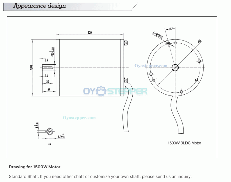 1.5KW 48V Brushless Motor BLDC Motor for Electric Motorcycle & Electric Bike