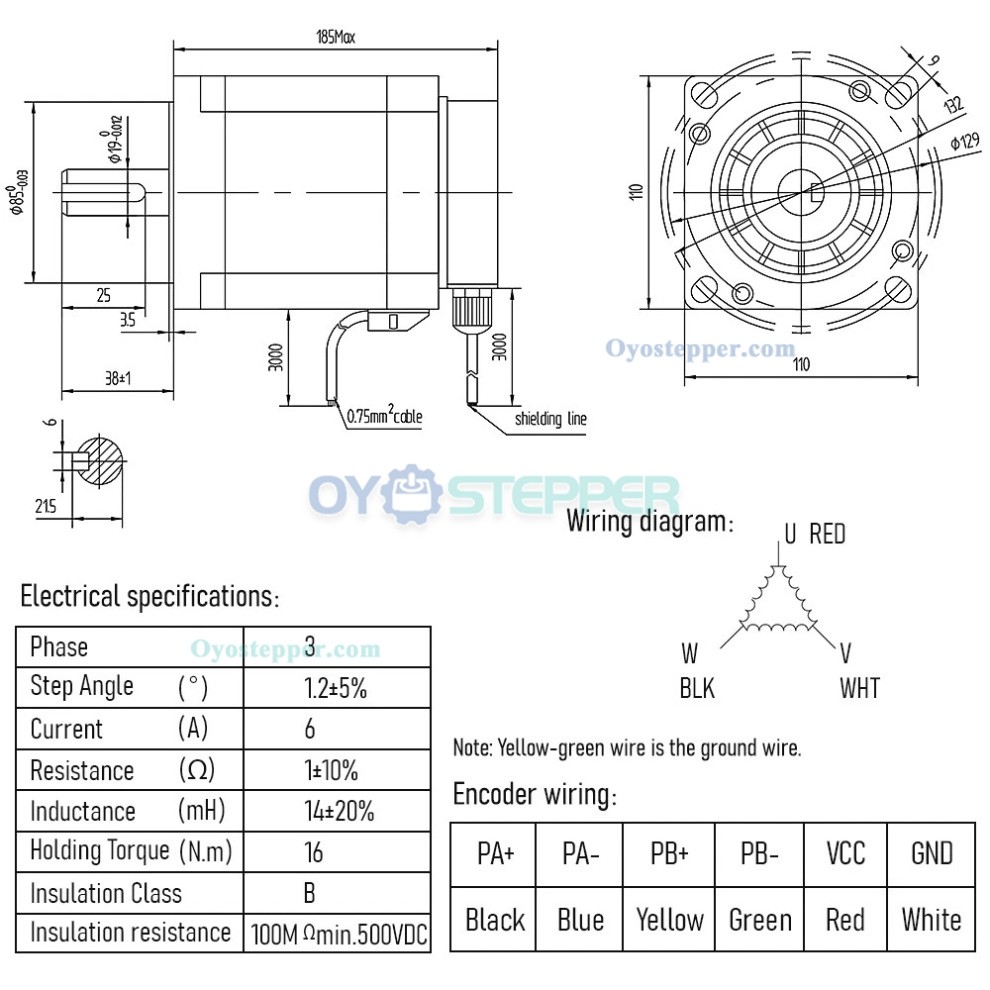 NEMA 42 Closed loop Stepper Motor 3 Phase 19mm Shaft Hybrid Servo Driver CNC Kit NEMA 42 Closed loop Stepper Motor 3 Phase 19mm Shaft Hybrid Servo Driver CNC Kit