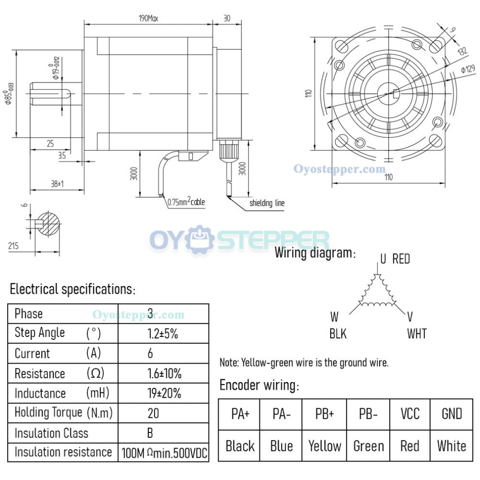 NEMA 42 Closed loop Stepper Motor 3 Phase 19mm Shaft Hybrid Servo Driver CNC Kit NEMA 42 Closed loop Stepper Motor 3 Phase 19mm Shaft Hybrid Servo Driver CNC Kit