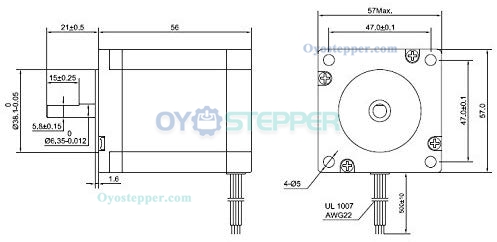 Nema 23 Stepper Motor Bipolar 1.8 Deg 1.26Nm (178.4oz.in) 2.8A 2.5V 57x57x56mm 4 Wires (23HS22-2804S）CNC Stepping Motor DIY CNC Mill