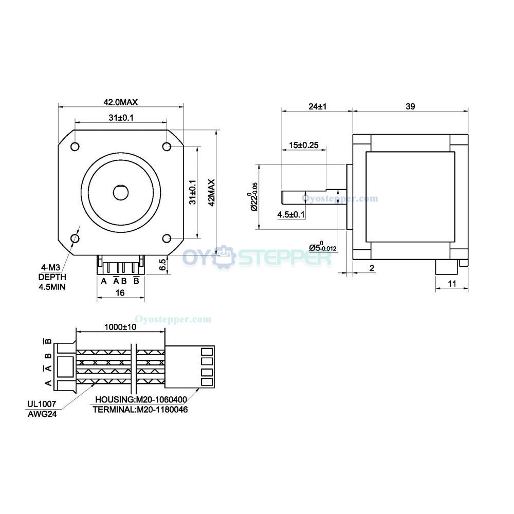 Nema 17 Stepper Motor Bipolar 1.5A 1.8 Degree 45Ncm 12V for DIY CNC/ 3D Printer/Extruder