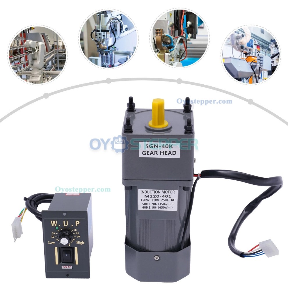 120W AC Induction Gear Motor 40:1 21Nm Single-phase with with Variable Speed Control 120W AC Induction Gear Motor 40:1 21Nm Single-phase with with Variable Speed Control