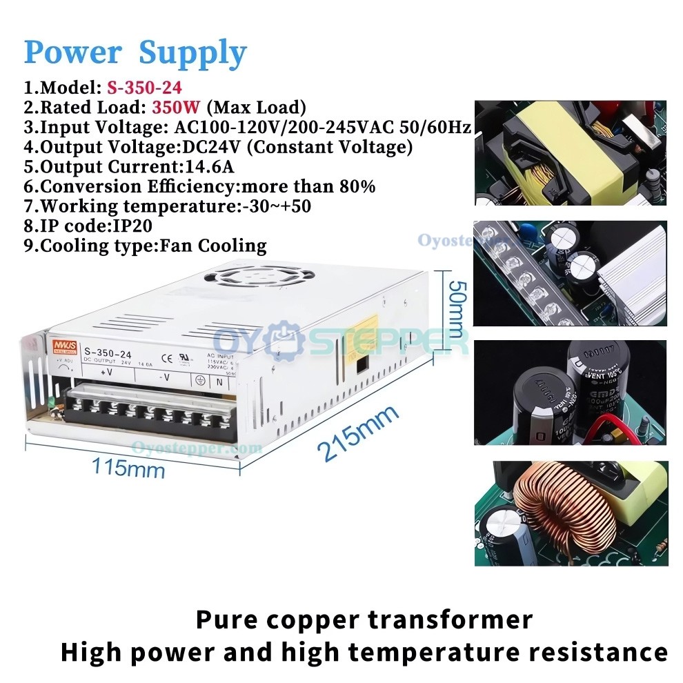 5 Axis CNC Kit Nema 23 57mm 3Nm Closed Loop Stepper Motor, Driver & Power Supply Kit