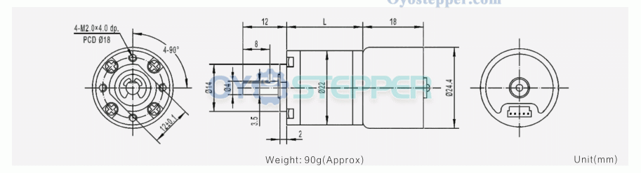 2Pcs Φ22mm 12V/24V Brushless DC Gearmotor GMP22-TEC2418 3.0kg.cm 1.54w With Planetary Gearbox