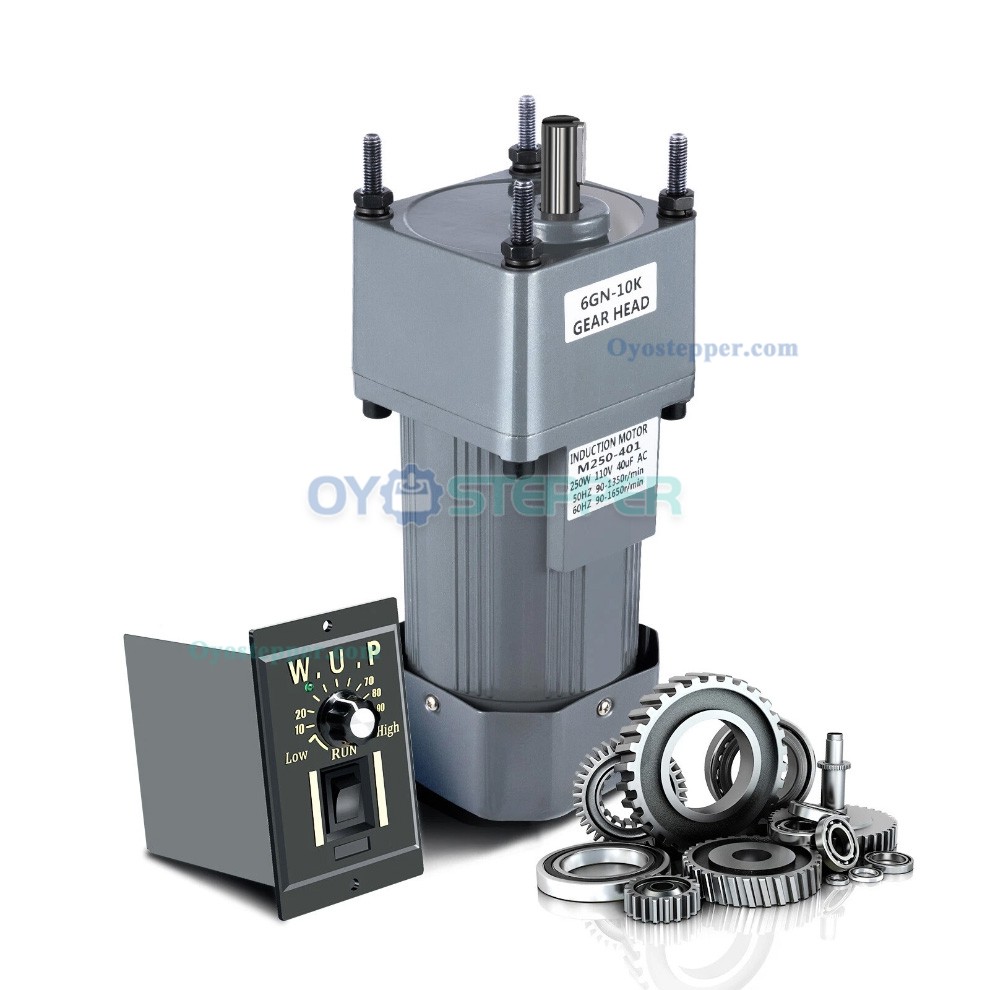 250W AC Induction Motor with Gearbox 10:1 16Nm 135RPM Gear Reduction Motor with Variable Speed Control