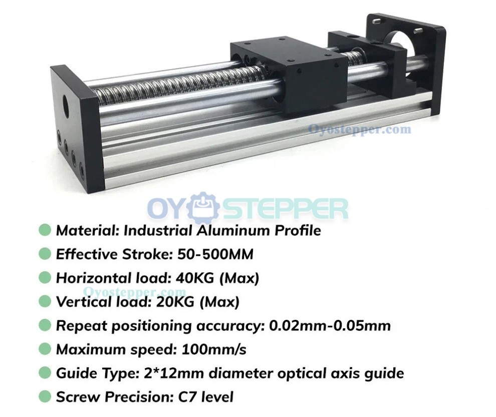 Motorized Linear Stage Ballscrew CNC Slide Table Kit with Nema 23 Motor, Driver & Power Supply Motorized Linear Stage Ballscrew CNC Slide Table Kit with Nema 23 Motor, Driver & Power Supply