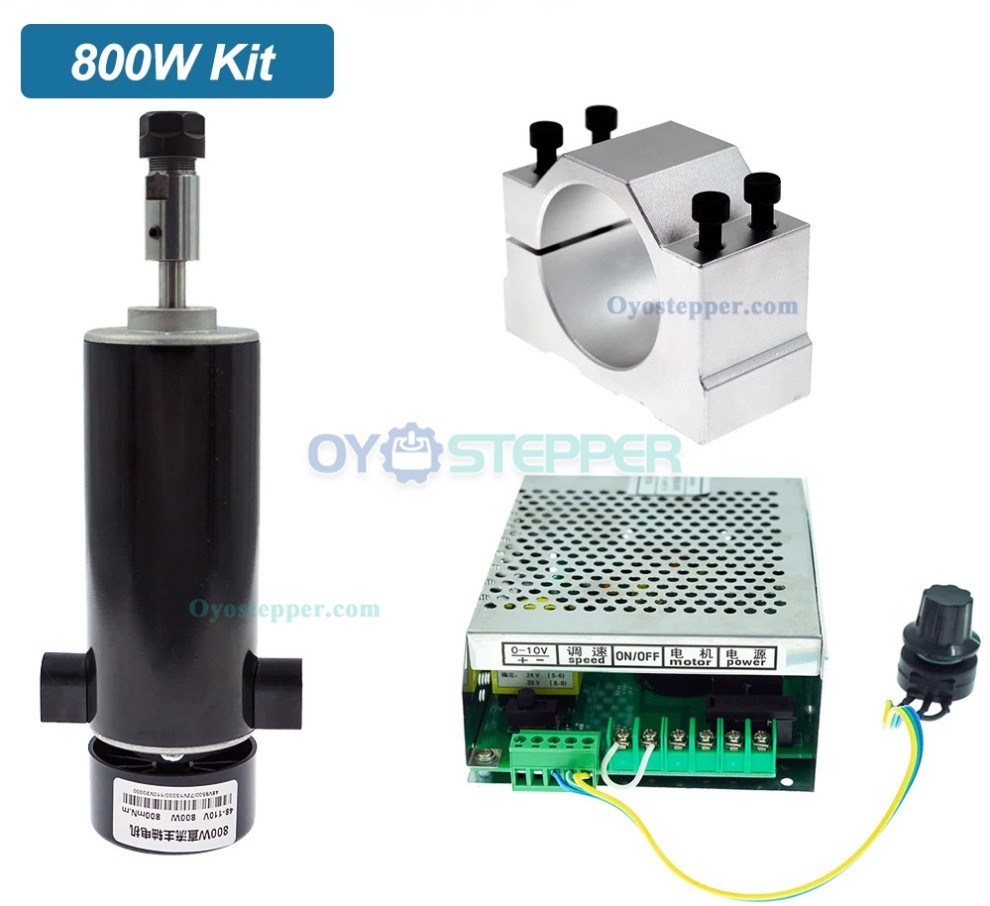 800W CNC Spindle Motor Kit Air Cooled ER11 Chuck Spindle Speed Power 52mm Clamp 800W CNC Spindle Motor Kit Air Cooled ER11 Chuck Spindle Speed Power 52mm Clamp