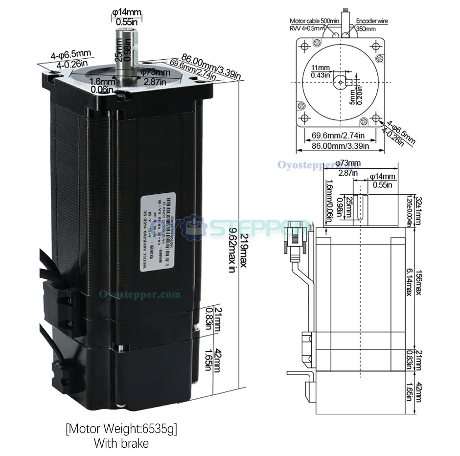 Nema34 Close Loop Stepper Motor 12N.m With Brake + Hybrid Servo Driver Kit For CNC Router