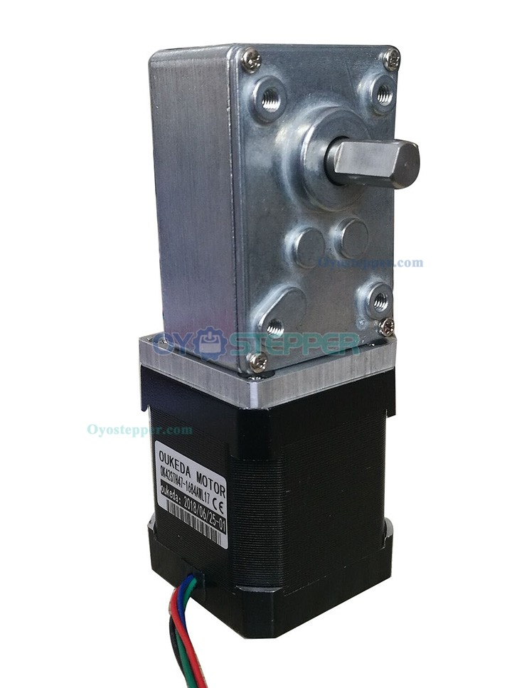 Oukeda Nema 17 Worm Gearbox Stepper Motor 17:1/30:1/50:1/75:1/100:1/290:1/500:1 1.8 Deg 44Ncm 1.68A 2 Phase