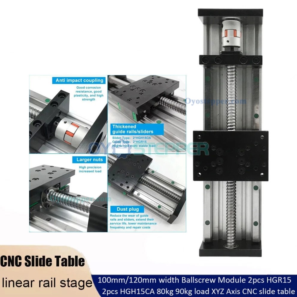 Heavy Duty Linear Motion Guide Stage Ballscrew CNC Linear Slide Table Fit Nema23 / 34 Motor Heavy Duty Linear Motion Guide Stage Ballscrew CNC Linear Slide Table Fit Nema23 / 34 Motor