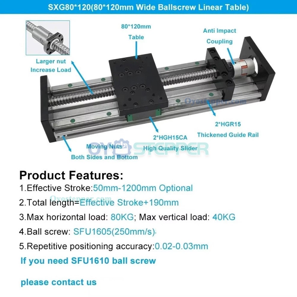Heavy Duty Linear Motion Guide Stage Ballscrew CNC Linear Slide Table Fit Nema23 / 34 Motor Heavy Duty Linear Motion Guide Stage Ballscrew CNC Linear Slide Table Fit Nema23 / 34 Motor