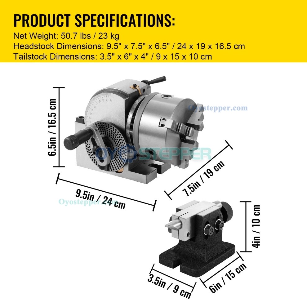 BS-0 Semi 5 Inch Indexing Spiral Dividing Head 3-Jaw Chuck Tailstock Dividing Head For CNC Milling BS-0 Semi 5 Inch Indexing Spiral Dividing Head 3-Jaw Chuck Tailstock Dividing Head For CNC Milling