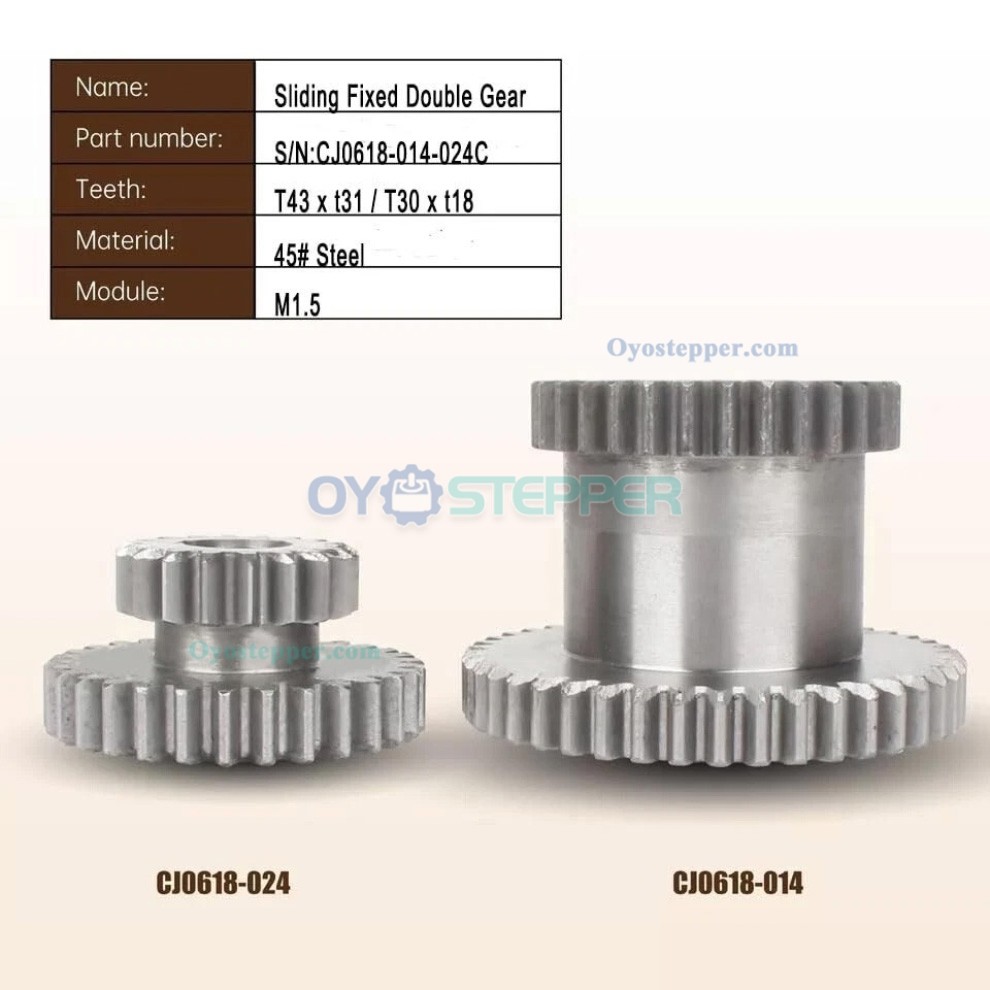 CJ0618 Sliding Fixed Double Gear Set High/Low Transmission Gear Kit for Mini-Lathes CJ0618 Sliding Fixed Double Gear Set High/Low Transmission Gear Kit for Mini-Lathes