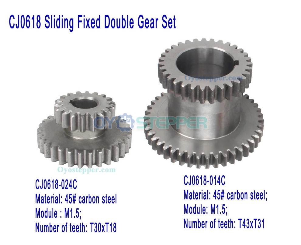 CJ0618 Sliding Fixed Double Gear Set High/Low Transmission Gear Kit for Mini-Lathes CJ0618 Sliding Fixed Double Gear Set High/Low Transmission Gear Kit for Mini-Lathes